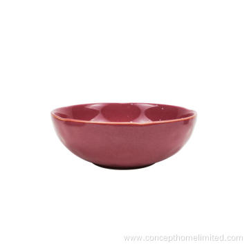 Reactive glazed stoneware dinner set in Rose Red